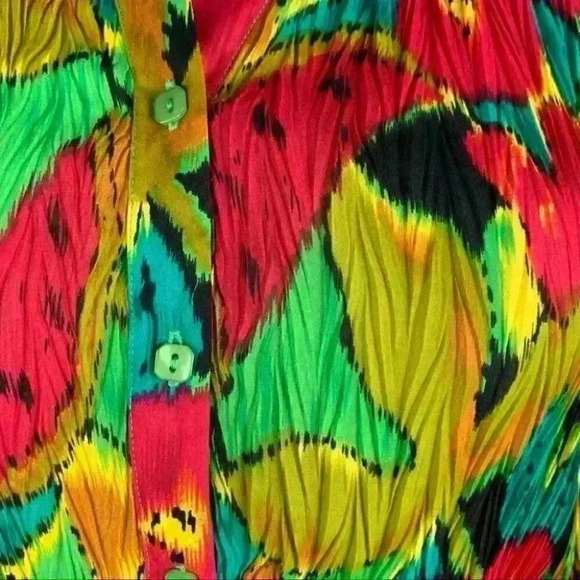 Milano Womens top size 1X multicolored floral watercolor button down - Picture 3 of 11